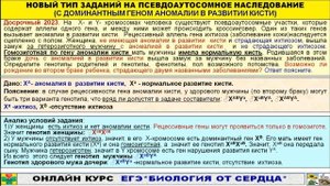 НОВЫЙ ТИП ГЕНЕТИЧЕСКОГО ЗАДАНИЯ ИЗ ДОСРОЧНОГО ЭТАПА ЕГЭ 2023 НА ПСЕВДОАУТОСОМНОЕ НАСЛЕДОВАНИЕ.