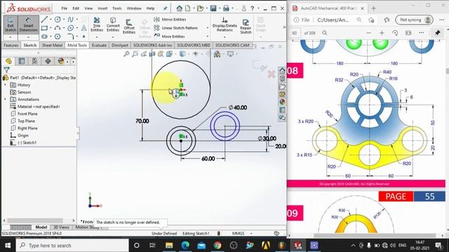 Exercise 05 | SOLIDWORKS | SOLIDWORKS Basic Exercise | Solidworks Complete Course For Beginners