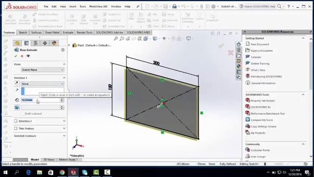 Solidwork Tutorial- Solidworks Introduction, Extrude Boss, Fillet and Shell Command