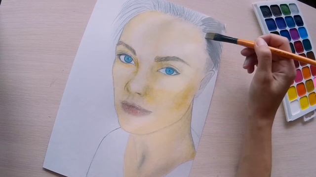 #21 Watercolor portrait painting tutorial акварель портрет акварелью смотреть онлайн