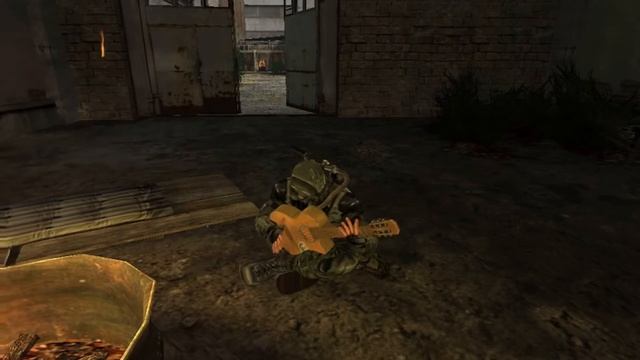S.T.A.L.K.E.R.: Тень Чернобыля - сталкер красиво играет у костра :
