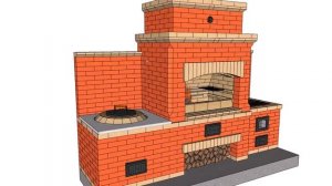 Комплекс из красного кирпича тандыр, мангал, казан