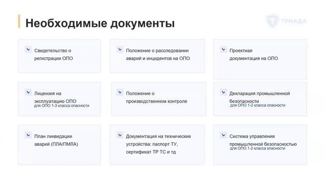 Классы опасности ОПО (опасного производственного объекта)