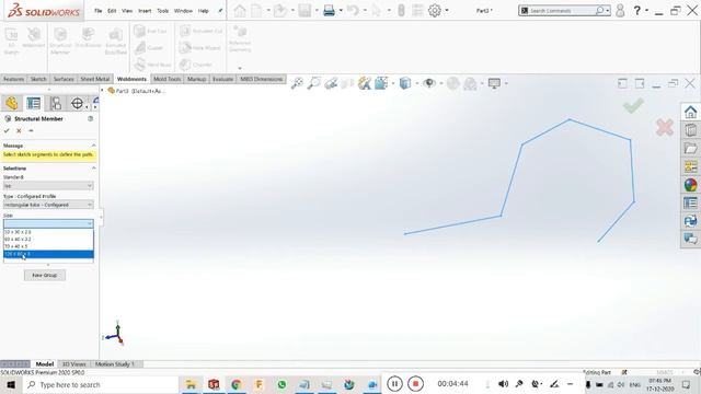 Structural Member feature of Weldments in solidworks 2020 Advanced solidworks weldments tutorial