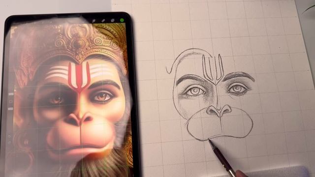 How to draw Hanuman ji,  Lord Hanuman Drawing,  Outline Tutorial