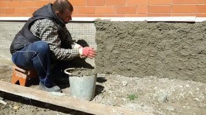 Накидка смеси из ЦПР 1/2м.на Цоколь (Цементный Песчаный Раствор) 1 цемент-2 песка.
