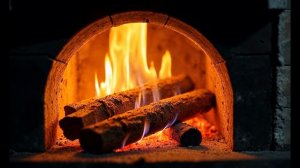 Видео КАМИН 4К / Звуки огня в печи с дождем / фоновая заставка с горящими дровами