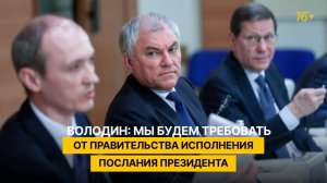 Володин: мы будем требовать от правительства исполнения послания президента