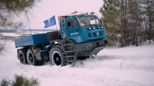 Испытания новейшего российского вездехода КАМАЗ-Арктика прошли в Мамадышском районе