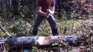 Тест топора с обратным всадом,в финском стиле. (Рубка ствола поперек)