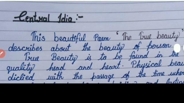 Class 12 English poetry chapter 2 the true beauty most important Central idia