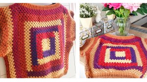 5. Свитер, кофта, полувер, вязание крючком, бабушкин квадрат, красивая схема вязания.mp4