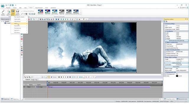 HALLOWEEN is on the way: add a noise filter in one click with VSDC Free Video Editor