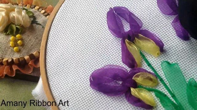 Handmade embroidery Amany Ribbon Art 43( تطريز بشرائط الساتان (زهرة السوسن смотреть онлайн