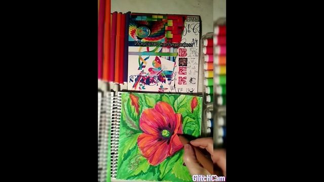 Lesson,ROZA,of yellou fon, tulip ,poppies Артстудия СoloRayGreen paint