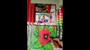 Lesson,ROZA,of yellou fon, tulip ,poppies Артстудия СoloRayGreen paint