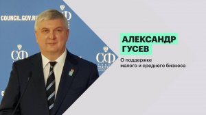 Александр Гусев — о поддержке малого и среднего бизнеса