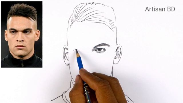 Drawing of Lautaro MARTINEZ Easy pencil sketch