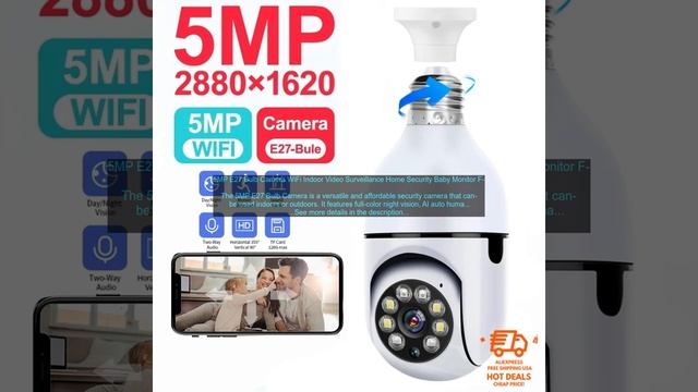 1005005104604024 5MP E27 Bulb Camera WiFi Indoor Video Surveillance Home Security Baby смотреть онлайн