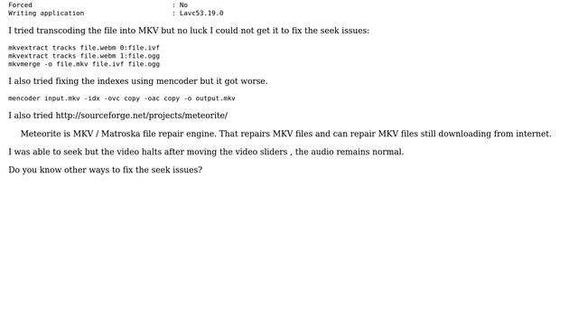 Seek Issues in WebM (VP8 IVF/OGG) File (2 Solutions!!) смотреть онлайн