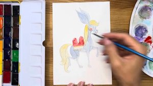 Как нарисовать "Конька-горбунка" карандашом и акварелью начинающим | Рисунок поэтапно для детей
