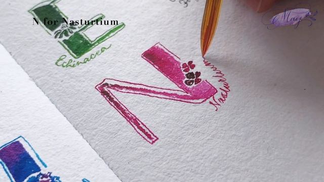 How to draw floral alphabet | Viviva Colorsheets | Watercolor loose flowers смотреть онлайн