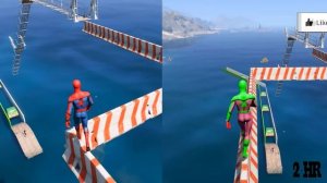 GTA 5 Spiderman vs Green Spiderman Funny Parkour Fails (Funny Moments)