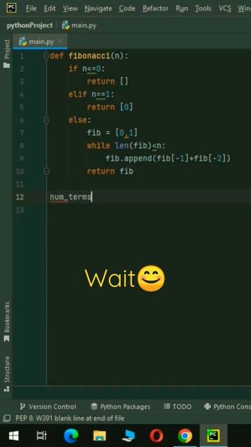 Fibonacci Sequence Generation Using While Loop In Python | #shorts #shortvideo #short #python