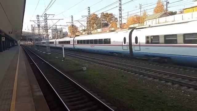 Скоростной электропоезд ЭВС1-14 «Сапсан» №762 рейсом «Москва» - «Санкт-Петербург» платф. «Ховрино» смотреть онлайн