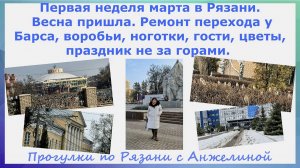 Первая неделя марта. Весна пришла. Снегопад. Ремонт перехода, воробьи, ноготки,гости, цветы. Рязань