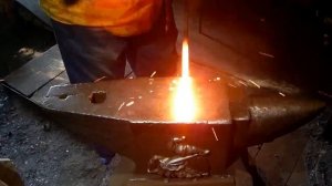 Damascus of batteries   a knife from a flashlight