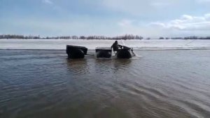 Каракат ЗИС-5. Заплыв против течения с прицепом.
