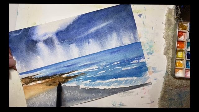 Watercolor Painting Lesson | Ocean Painting | Storm Cloud [Reformat] смотреть онлайн