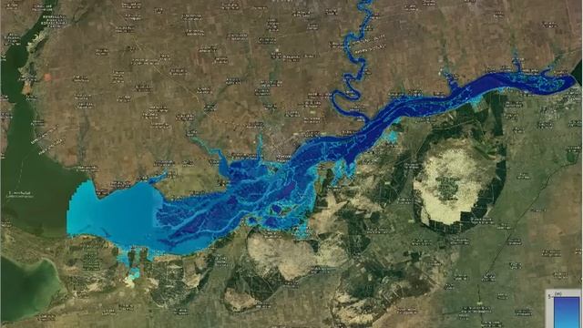 Worst case model of a dam break at the Nova Kakhovka dam смотреть онлайн