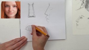 Как быстро научиться рисовать лицо человека. Урок 1, части лица (нос, глаз, губы ухо).