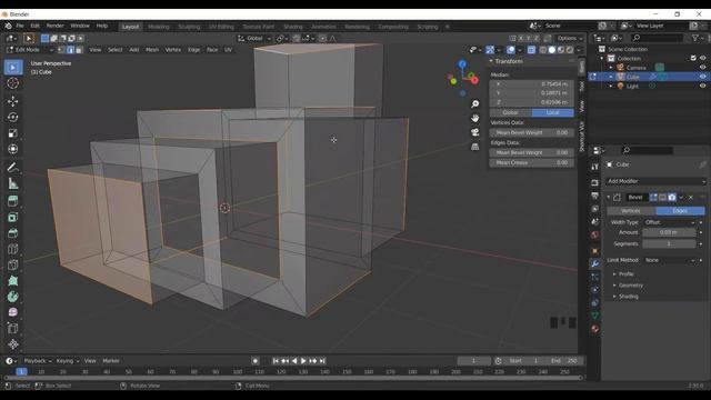 ลูกเล่น Bevel Modifier ที่น่าสนใจ ใน Blender การควบคุม Bevelเฉพาะจุด смотреть онлайн