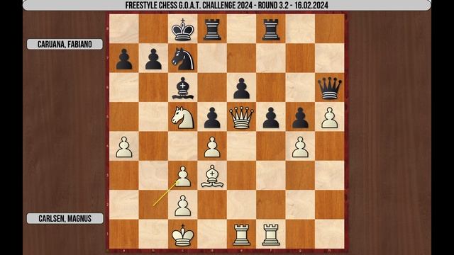 Carlsen Magnus 2830 -- Caruana Fabiano 2804 Freestyle Chess 2024 Rd 3.2 1-0