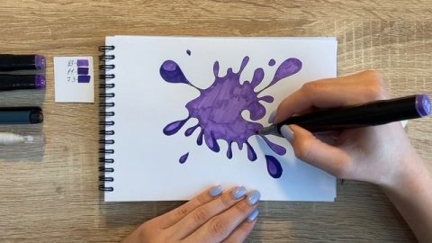 Как нарисовать кляксу карандашом и скетч маркерами | Рисунок для детей, поэтапно и легко