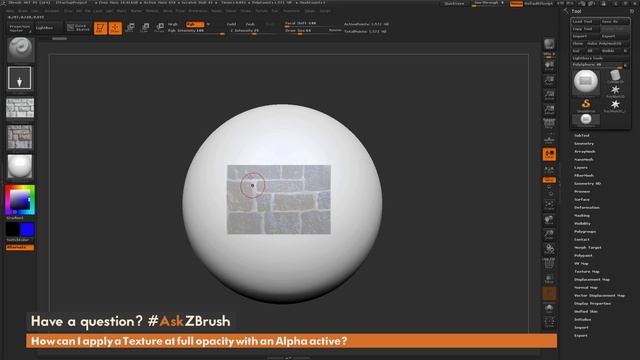#AskZBrush: “How can I apply a Texture at full opacity with an Alpha active?”