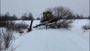 Запуск бульдозера ЧТЗ Т 130 Т 170 после морозов. Снова едем в лес и чистим дороги.