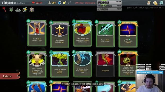 Filthy Tries: Slay the Spire EA Game 41 Silent Ascension 12 Part 2