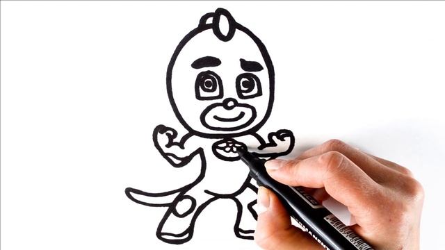 Раскраска из мультика "ГЕРОИ В МАСКАХ". Как нарисовать ГЕККО из этого мультфильма смотреть онлайн