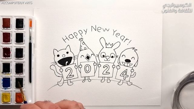 Drawing Happy New Year 2024 - Drawing Sago Mini friends Characters смотреть онлайн