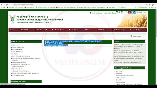 ICAR Entrance exam fiorm 2021 Start  ICAR Entrance Examinations 2021 AIEEA UG, AIEEA PG || ICAR 202