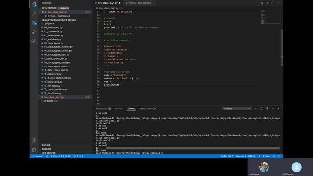 Python Live Full Courses Classes for beginners in Telugu | Part 1 | Sai Gopi