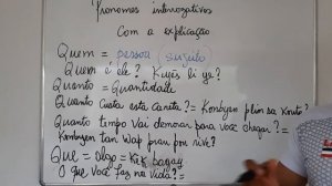 Pronomes interrogativos  Mo ki komanse kesyon            #12