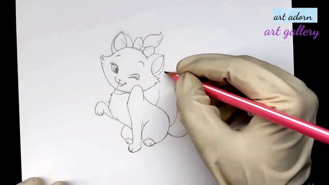 how to draw Marie cat (aristocats) step by step |art adorn art gallery смотреть онлайн