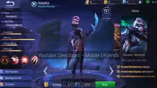 New upcoming next skin (NATALIA) Deadly Mamba Mobile legend Beng Beng смотреть онлайн