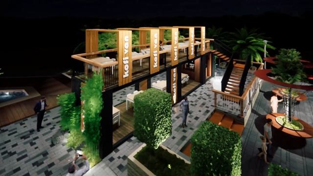 Sketchup Layout + Enscape render | Landscape Architecture | Container Van Cafe Design смотреть онлайн