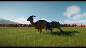Epic scene where Carnotaurus hunts Parasaurolophus | SLOW MOTION | - Jurassic World Evolution 2